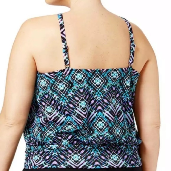 SWIM Solutions Yoke Blouson Tankini Swim Top - Picture 2 of 4